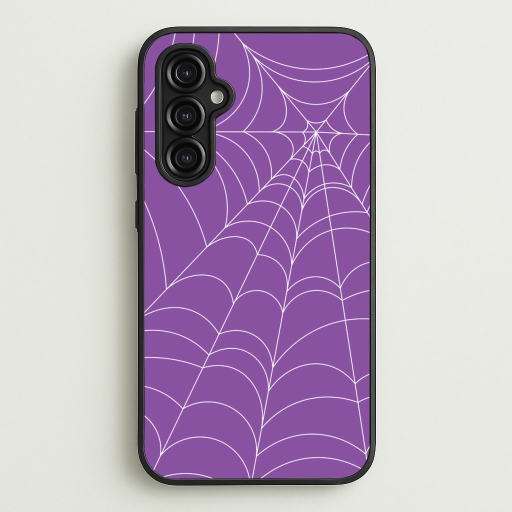 Purple Cobweb Pattern  - Halloween Phone Case for Galaxy A14