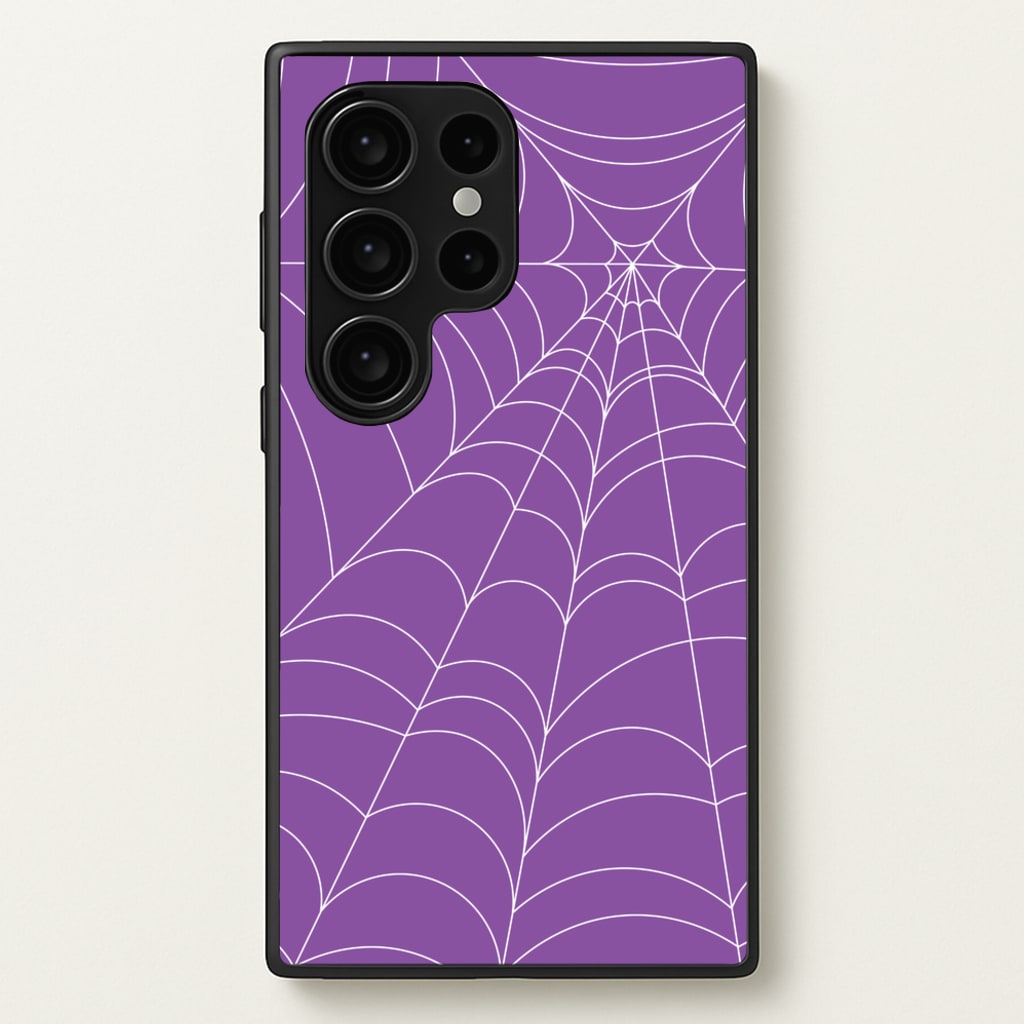 Purple Cobweb Pattern  - Halloween Phone Case for Galaxy S24 Ultra
