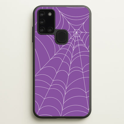 Purple Cobweb Pattern  - Halloween Phone Case for Galaxy A21s