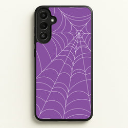 Purple Cobweb Pattern  - Halloween Phone Case for Galaxy A34