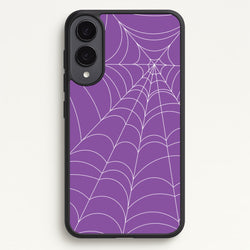 Purple Cobweb Pattern  - Halloween Phone Case for Galaxy S25 Edge