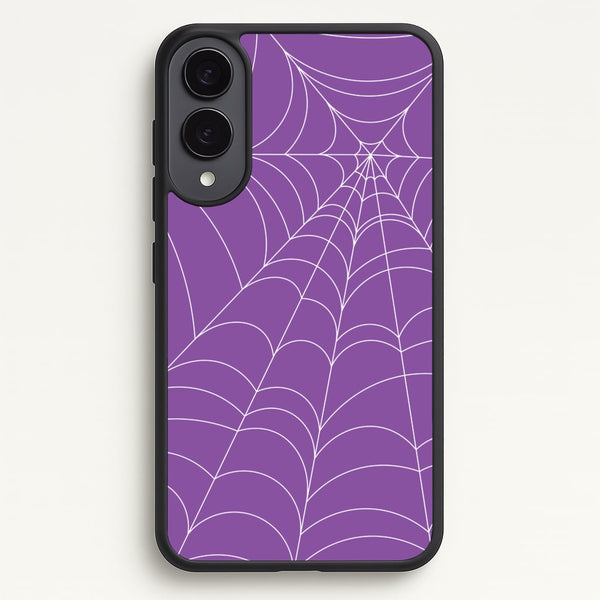 Purple Cobweb Pattern  - Halloween Phone Case for Galaxy S25 Edge