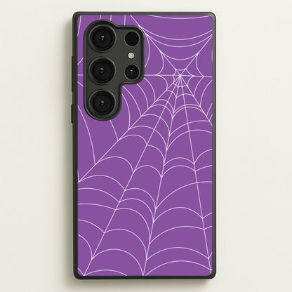 Purple Cobweb Pattern  - Halloween Phone Case for Galaxy S25 Ultra