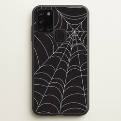 Black Cobwebs Pattern  - Halloween Phone Case for Galaxy A21s