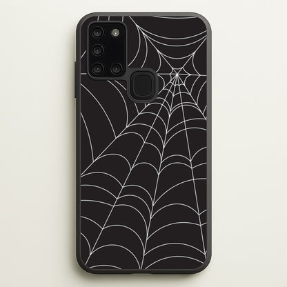 Black Cobwebs Pattern  - Halloween Phone Case for Galaxy A21s