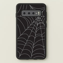 Black Cobwebs Pattern  - Halloween Phone Case for Galaxy S10 Plus