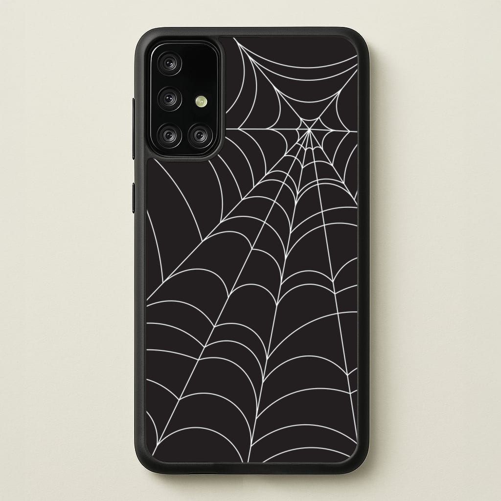 Black Cobwebs Pattern  - Halloween Phone Case for Galaxy A71