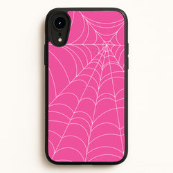 Pink Cobwebs Pattern  - Halloween Phone Case for iPhone XR