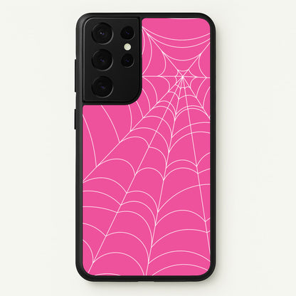 Pink Cobwebs Pattern  - Halloween Phone Case for Galaxy S21 Ultra