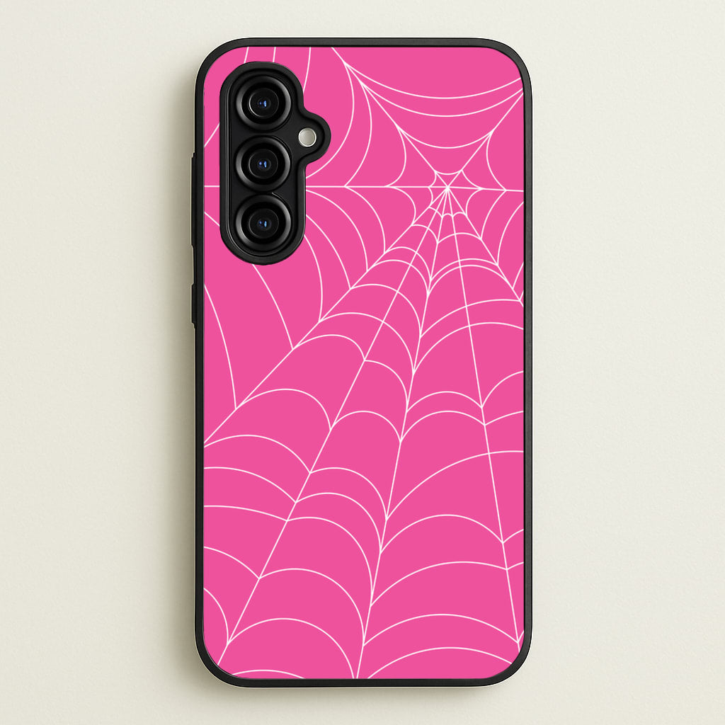 Pink Cobwebs Pattern  - Halloween Phone Case for Galaxy A54