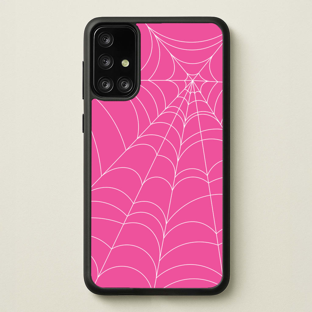 Pink Cobwebs Pattern  - Halloween Phone Case for Galaxy A71