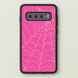 Pink Cobwebs Pattern  - Halloween Phone Case for Galaxy S10