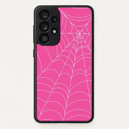Pink Cobwebs Pattern  - Halloween Phone Case for Galaxy A53