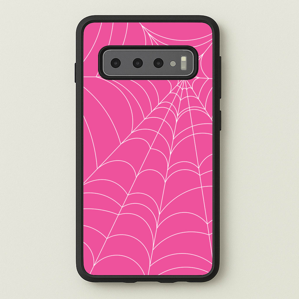 Pink Cobwebs Pattern  - Halloween Phone Case for Galaxy S10 Plus