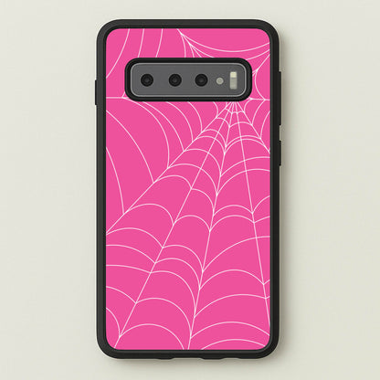 Pink Cobwebs Pattern  - Halloween Phone Case for Galaxy S10 Plus