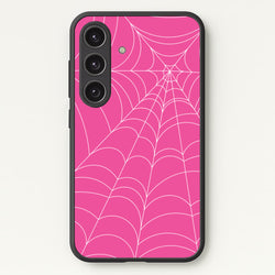 Pink Cobwebs Pattern  - Halloween Phone Case for Galaxy S24 Plus