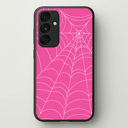 Pink Cobwebs Pattern  - Halloween Phone Case for Galaxy A35