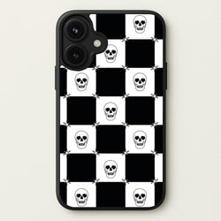 Checkered Skulls Pattern Phone Case for iPhone 17