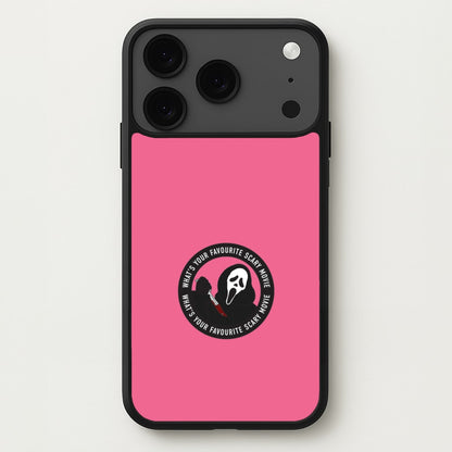 What's Your Favourite Scary Movie Badge Phone Case for iPhone 17 Pro Max