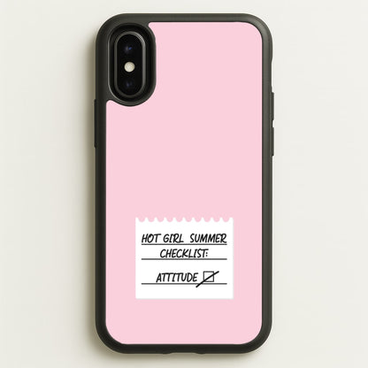 Hot Girl Summer Checklist - Summer  - Summer Phone Case for iPhone X / XS