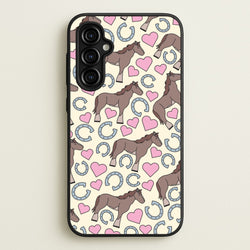Horses And Horseshoes Pattern - Horses  - Horses Phone Case for Galaxy A54