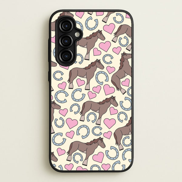 Horses And Horseshoes Pattern - Horses  - Horses Phone Case for Galaxy A54