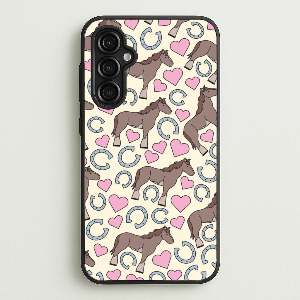 Horses And Horseshoes Pattern - Horses  - Horses Phone Case for Galaxy A14