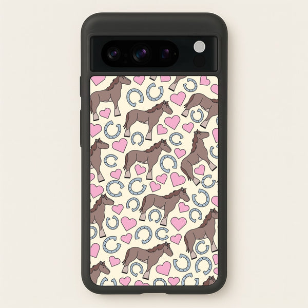 Horses And Horseshoes Pattern - Horses  - Horses Phone Case for Google Pixel 8 Pro
