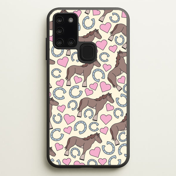 Horses And Horseshoes Pattern - Horses  - Horses Phone Case for Galaxy A21s