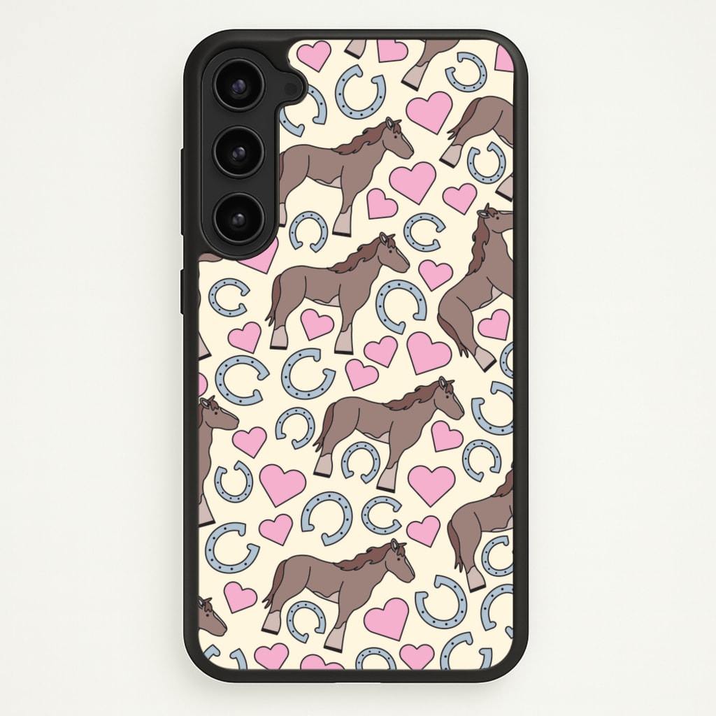 Horses And Horseshoes Pattern - Horses  - Horses Phone Case for Galaxy S23 Plus