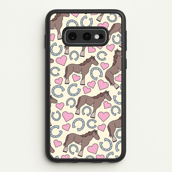 Horses And Horseshoes Pattern - Horses  - Horses Phone Case for Galaxy S10e