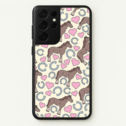 Horses And Horseshoes Pattern - Horses  - Horses Phone Case for Galaxy S21 Ultra