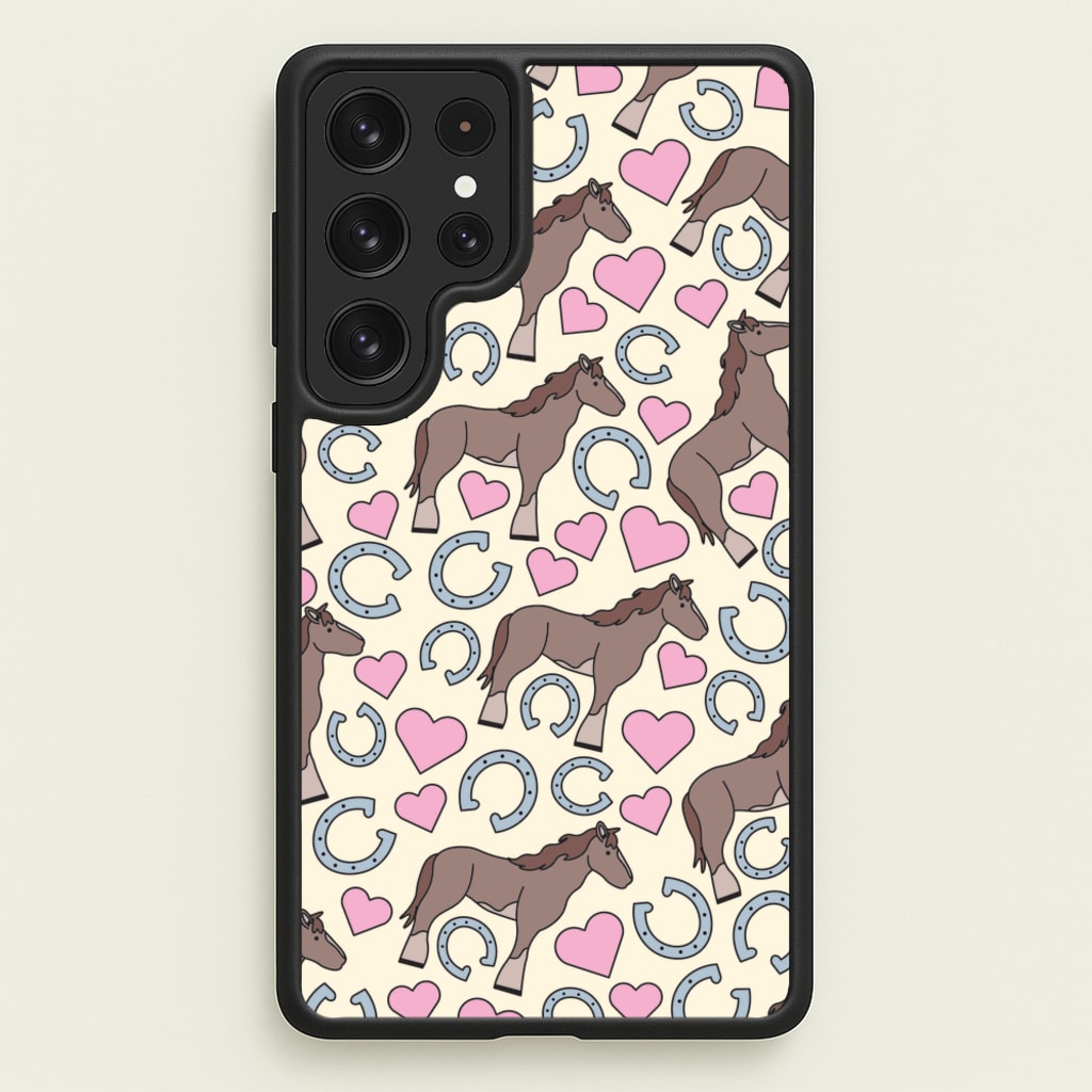 Horses And Horseshoes Pattern - Horses  - Horses Phone Case for Galaxy S22 Ultra