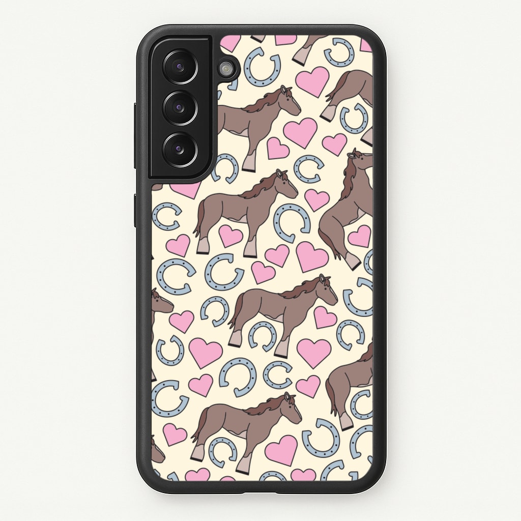 Horses And Horseshoes Pattern - Horses  - Horses Phone Case for Galaxy S22 Plus
