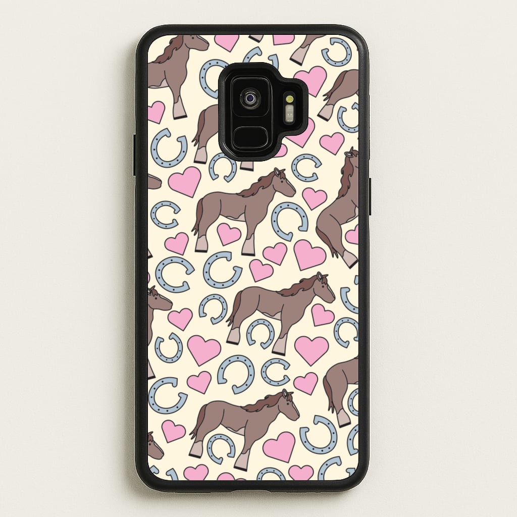 Horses And Horseshoes Pattern - Horses  - Horses Phone Case for Galaxy S9