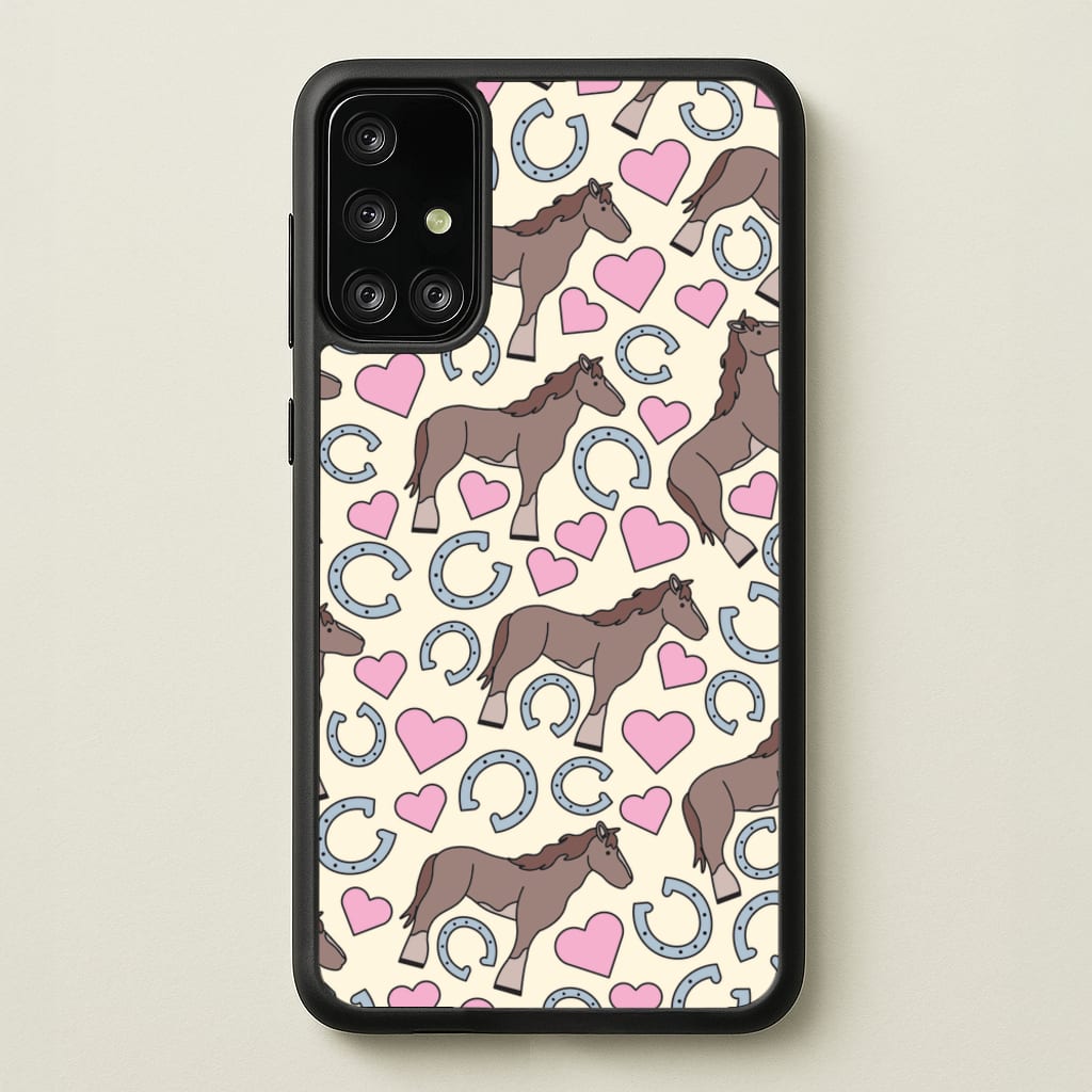 Horses And Horseshoes Pattern - Horses  - Horses Phone Case for Galaxy A71