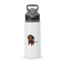 Brown - Dachshunds Active Water Bottle - Black