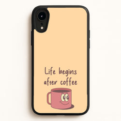 Life Begins After Coffee - Aesthetic Quote  - Aesthetic Quote Phone Case for iPhone XR