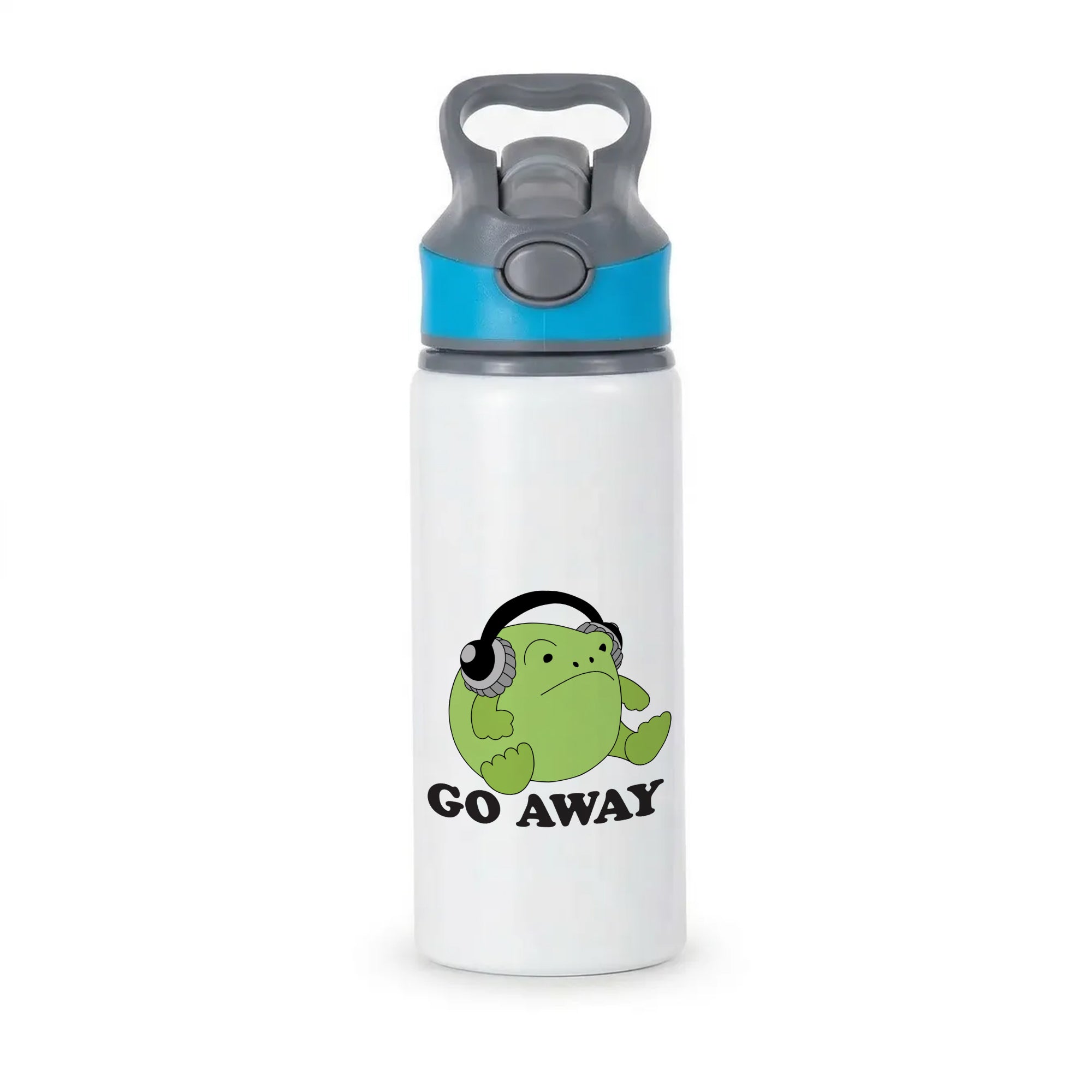 Go Away Grumpy Frog  Active Water Bottle - Blue