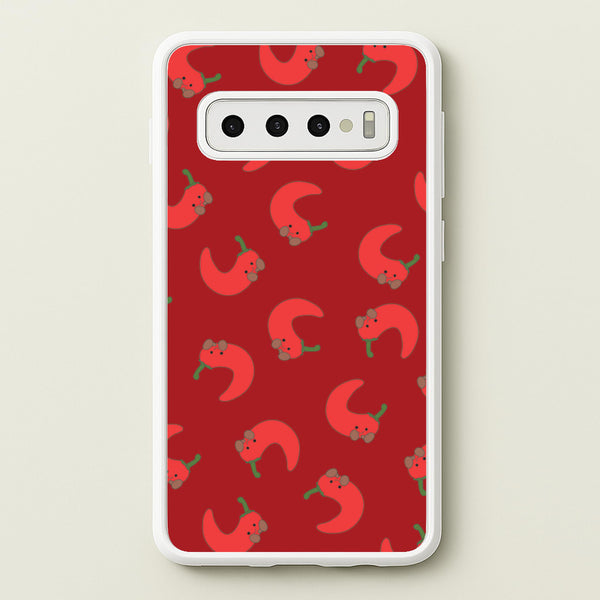 Red Chilli Pattern  - Plushy Phone Case for Galaxy S10