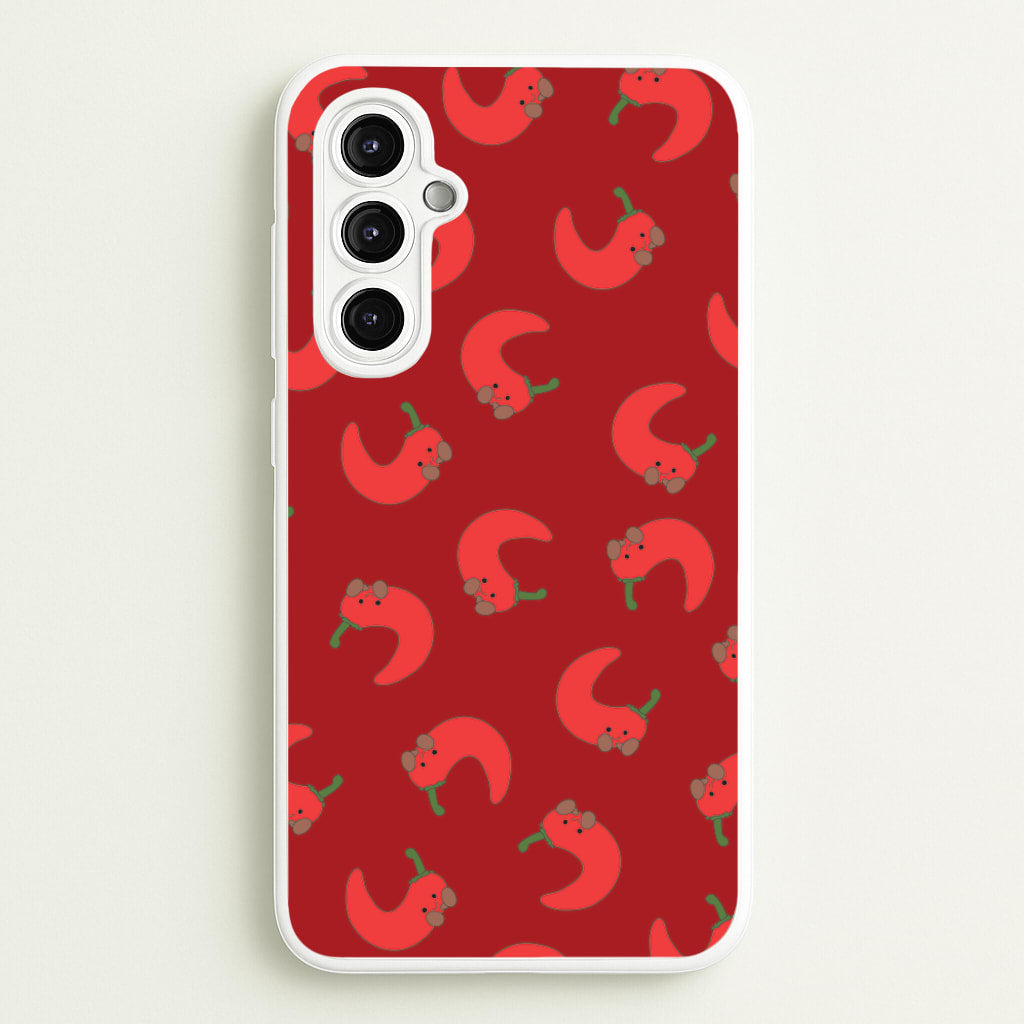 Red Chilli Pattern  - Plushy Phone Case for Galaxy A14