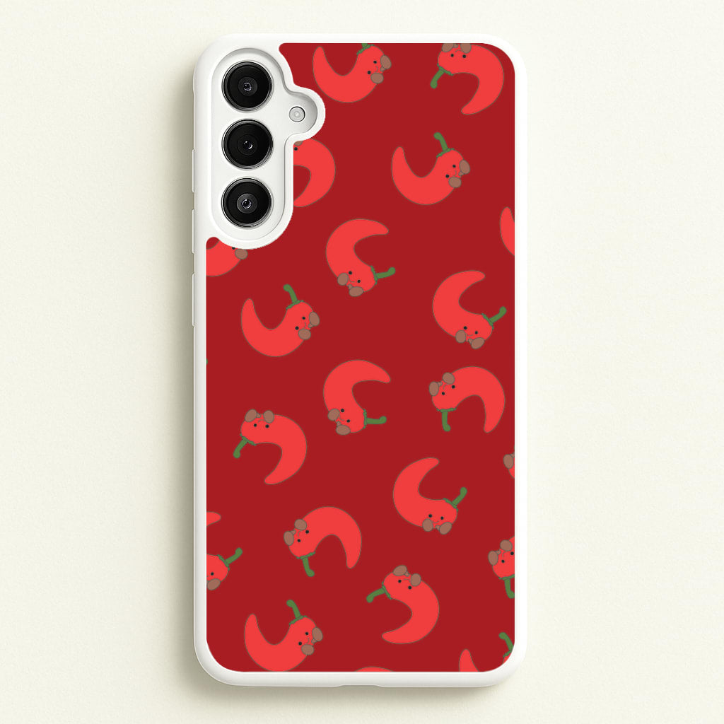 Red Chilli Pattern  - Plushy Phone Case for Galaxy A34