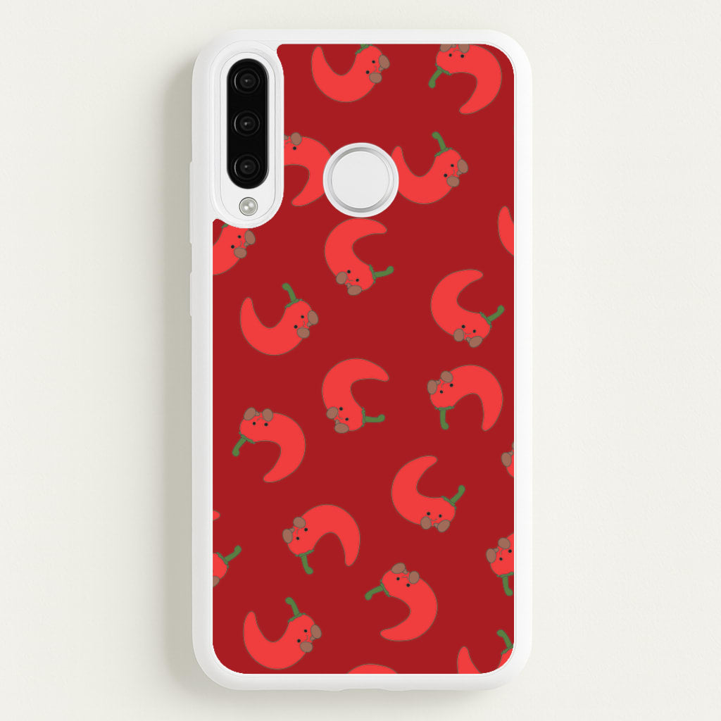 Red Chilli Pattern  - Plushy Phone Case for Huawei P30 Lite