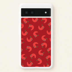 Red Chilli Pattern  - Plushy Phone Case for Google Pixel 6a