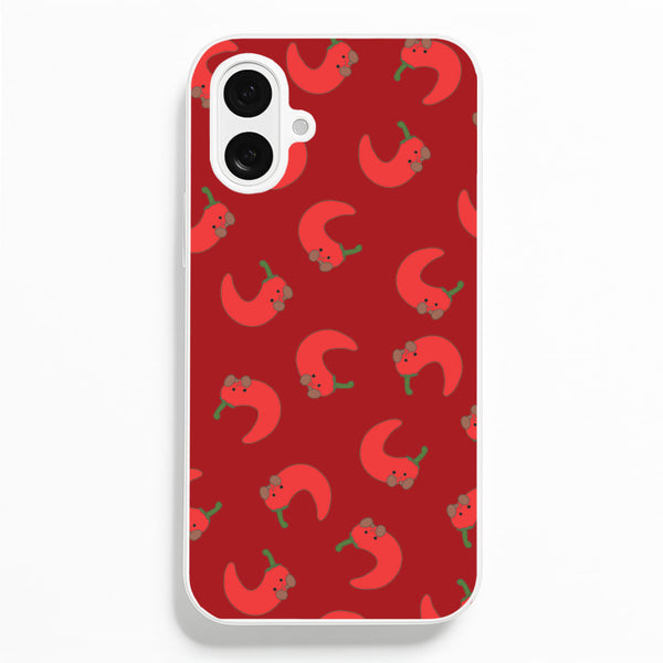 Red Chilli Pattern  - Plushy Phone Case for iPhone 16 Plus