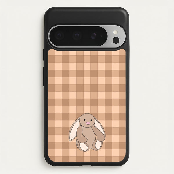 Bunny Checkered Pattern  - Plushy Phone Case for Google Pixel 9 Pro XL