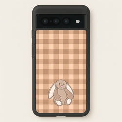Bunny Checkered Pattern  - Plushy Phone Case for Google Pixel 7 Pro