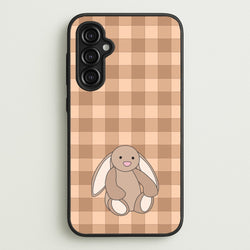 Bunny Checkered Pattern  - Plushy Phone Case for Galaxy A14