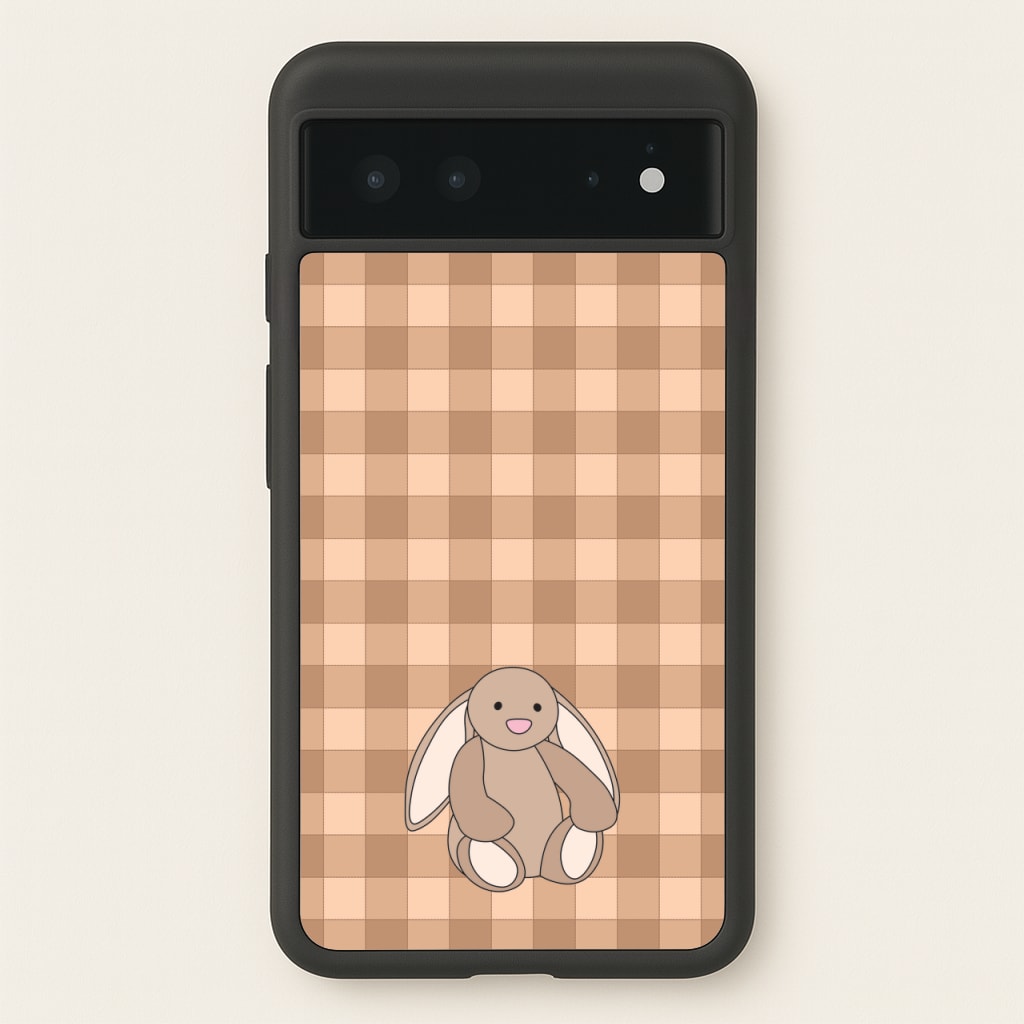 Bunny Checkered Pattern  - Plushy Phone Case for Google Pixel 6