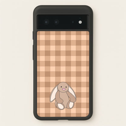 Bunny Checkered Pattern  - Plushy Phone Case for Google Pixel 6